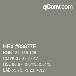 Color code: HEX #83877E | qconv.com