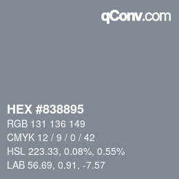カラーコード: HEX #838895 | qconv.com
