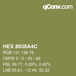 Color code: HEX #838A4C | qconv.com