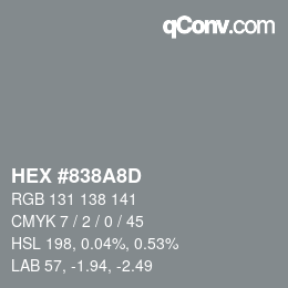 Color code: HEX #838A8D | qconv.com