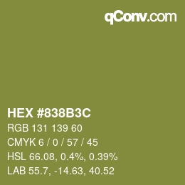 颜色代码: HEX #838B3C | qconv.com