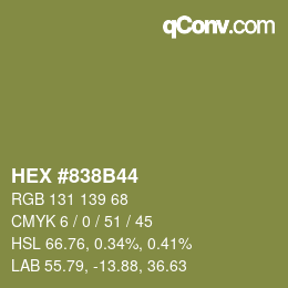 カラーコード: HEX #838B44 | qconv.com