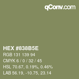 Code couleur: HEX #838B5E | qconv.com