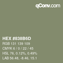 Color code: HEX #838B6D | qconv.com