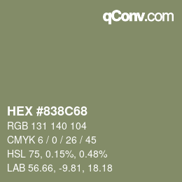 Color code: HEX #838C68 | qconv.com