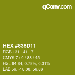 Color code: HEX #838D11 | qconv.com