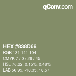 Farbcode: HEX #838D68 | qconv.com