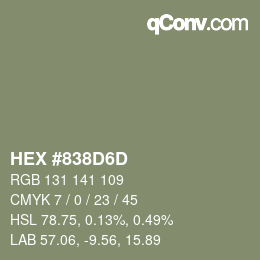 颜色代码: HEX #838D6D | qconv.com