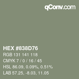 颜色代码: HEX #838D76 | qconv.com