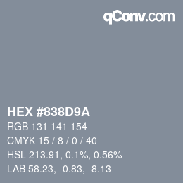 Farbcode: HEX #838D9A | qconv.com