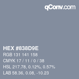 Color code: HEX #838D9E | qconv.com