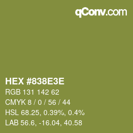 Color code: HEX #838E3E | qconv.com