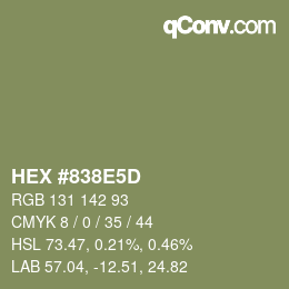 Color code: HEX #838E5D | qconv.com