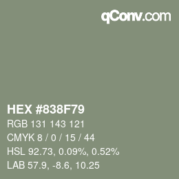 Código de color: HEX #838F79 | qconv.com