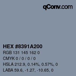 颜色代码: HEX #8391A200 | qconv.com