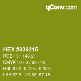 Color code: HEX #839215 | qconv.com