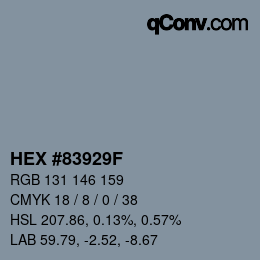 Color code: HEX #83929F | qconv.com