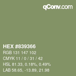 颜色代码: HEX #839366 | qconv.com