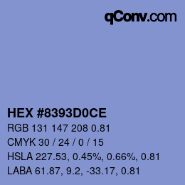 颜色代码: HEX #8393D0CE | qconv.com