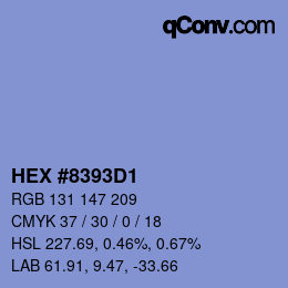 カラーコード: HEX #8393D1 | qconv.com