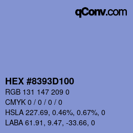 Code couleur: HEX #8393D100 | qconv.com