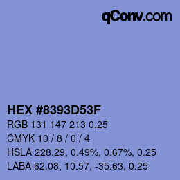 Farbcode: HEX #8393D53F | qconv.com