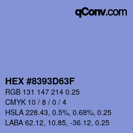 颜色代码: HEX #8393D63F | qconv.com