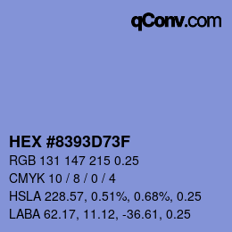 Color code: HEX #8393D73F | qconv.com