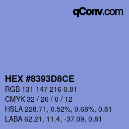 カラーコード: HEX #8393D8CE | qconv.com