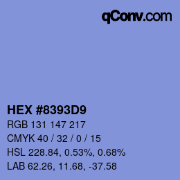 Code couleur: HEX #8393D9 | qconv.com