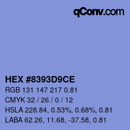 颜色代码: HEX #8393D9CE | qconv.com