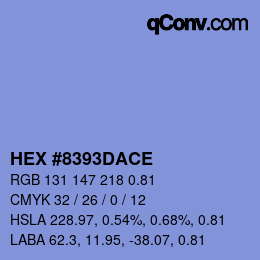 Color code: HEX #8393DACE | qconv.com