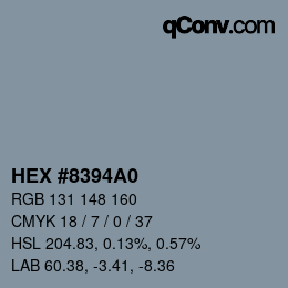 颜色代码: HEX #8394A0 | qconv.com