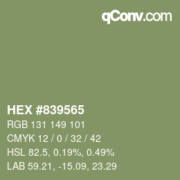 Farbcode: HEX #839565 | qconv.com
