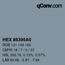 Farbcode: HEX #8395A0 | qconv.com