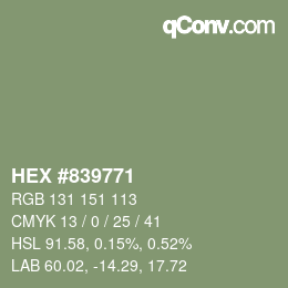 Color code: HEX #839771 | qconv.com