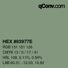 Color code: HEX #83977E | qconv.com