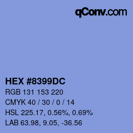 カラーコード: HEX #8399DC | qconv.com