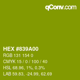Color code: HEX #839A00 | qconv.com