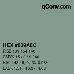 Color code: HEX #839A8C | qconv.com