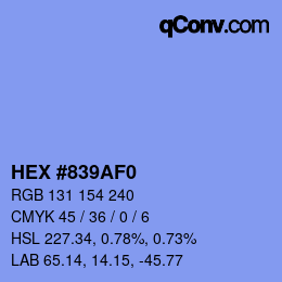 カラーコード: HEX #839AF0 | qconv.com