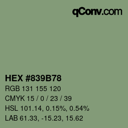 Color code: HEX #839B78 | qconv.com