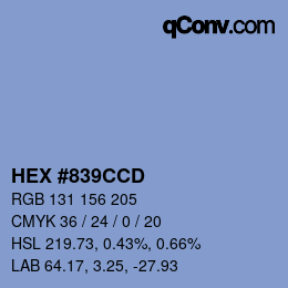 Color code: HEX #839CCD | qconv.com