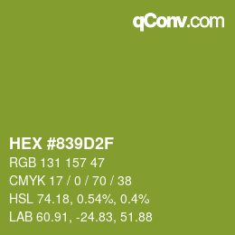 Color code: HEX #839D2F | qconv.com