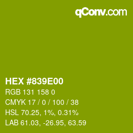 Color code: HEX #839E00 | qconv.com