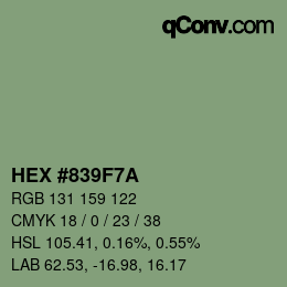 Farbcode: HEX #839F7A | qconv.com