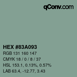 Farbcode: HEX #83A093 | qconv.com