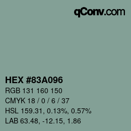 Farbcode: HEX #83A096 | qconv.com