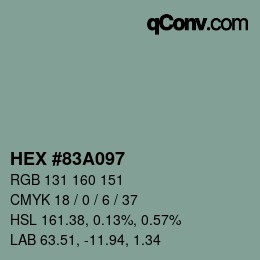 颜色代码: HEX #83A097 | qconv.com