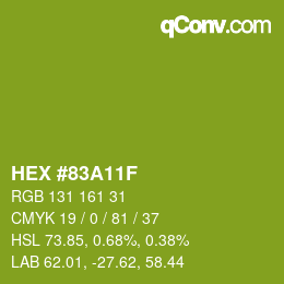 Color code: HEX #83A11F | qconv.com